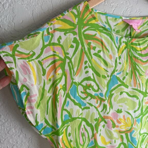 Lilly Pulitzer Guava Elephant Ear Silk Top Tropical Hawaiian Summer Vacation - Picture 4 of 8